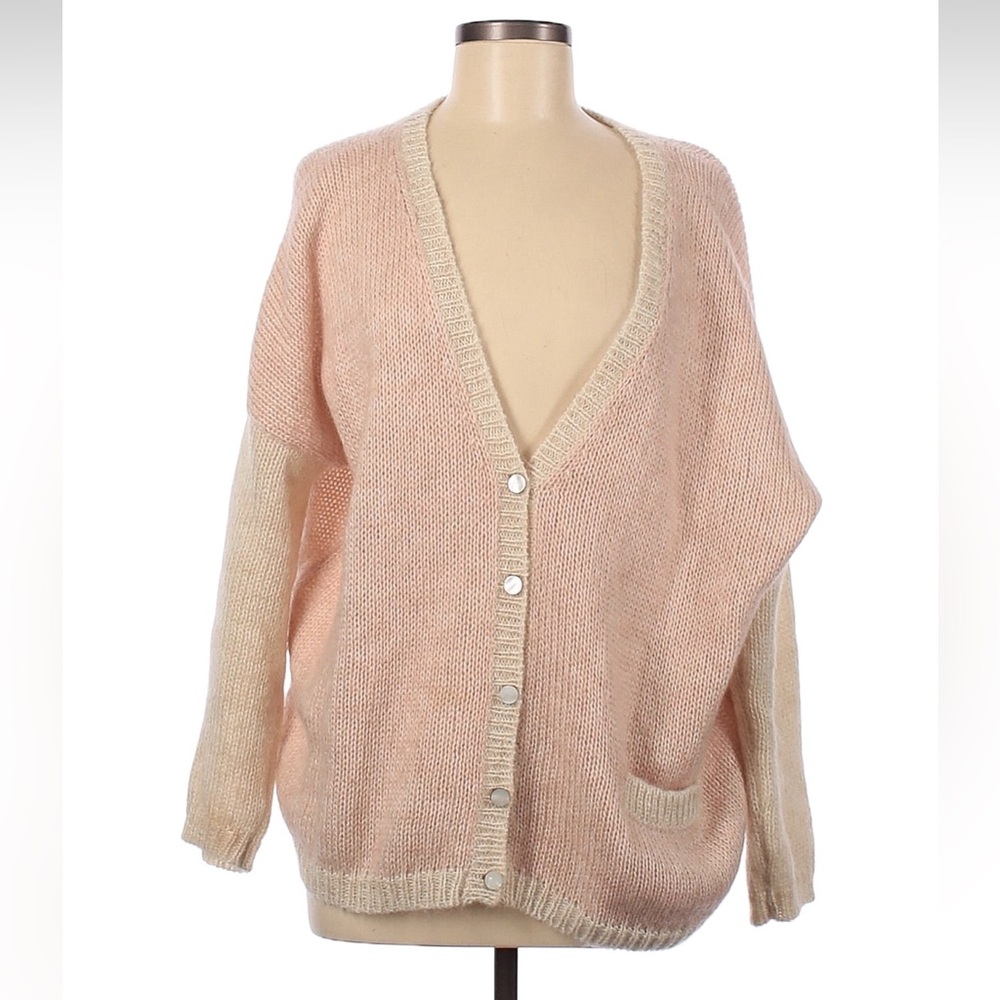 Elegant Peach and Cream Cardigan Sweater